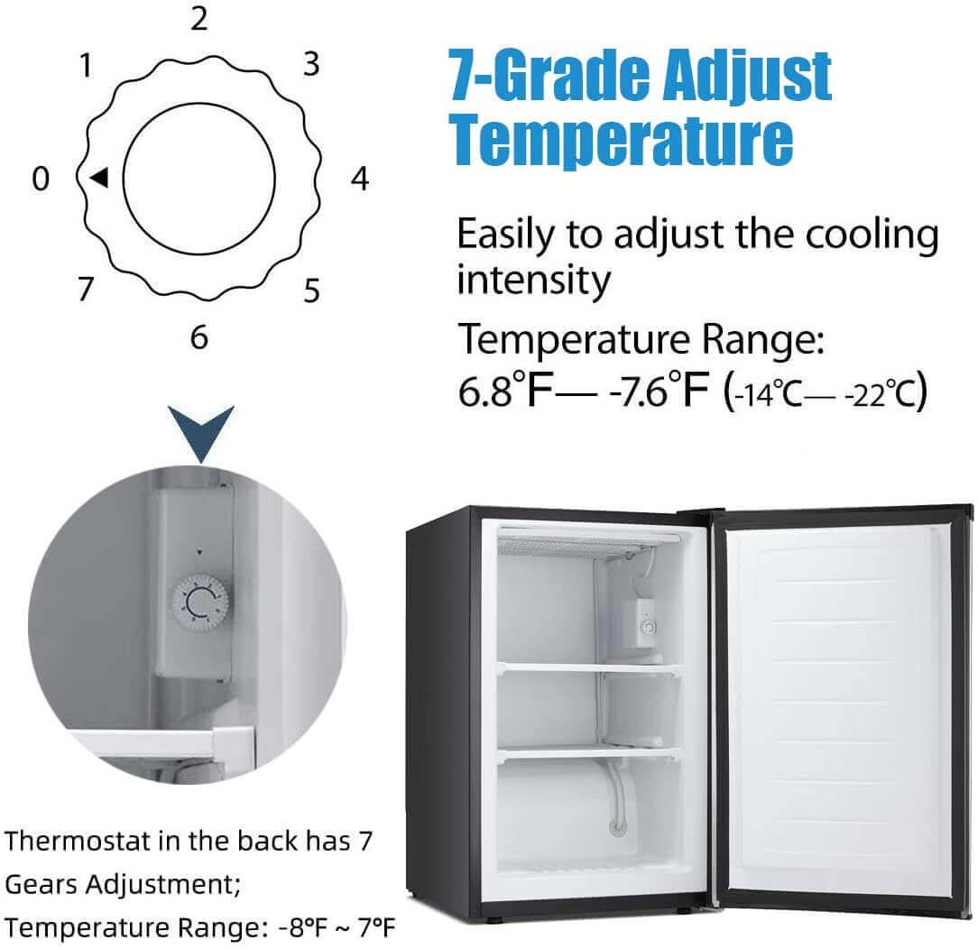 Antarctic Star Compact Chest Upright Freezer Single Door Reversible Stainless Steel Door