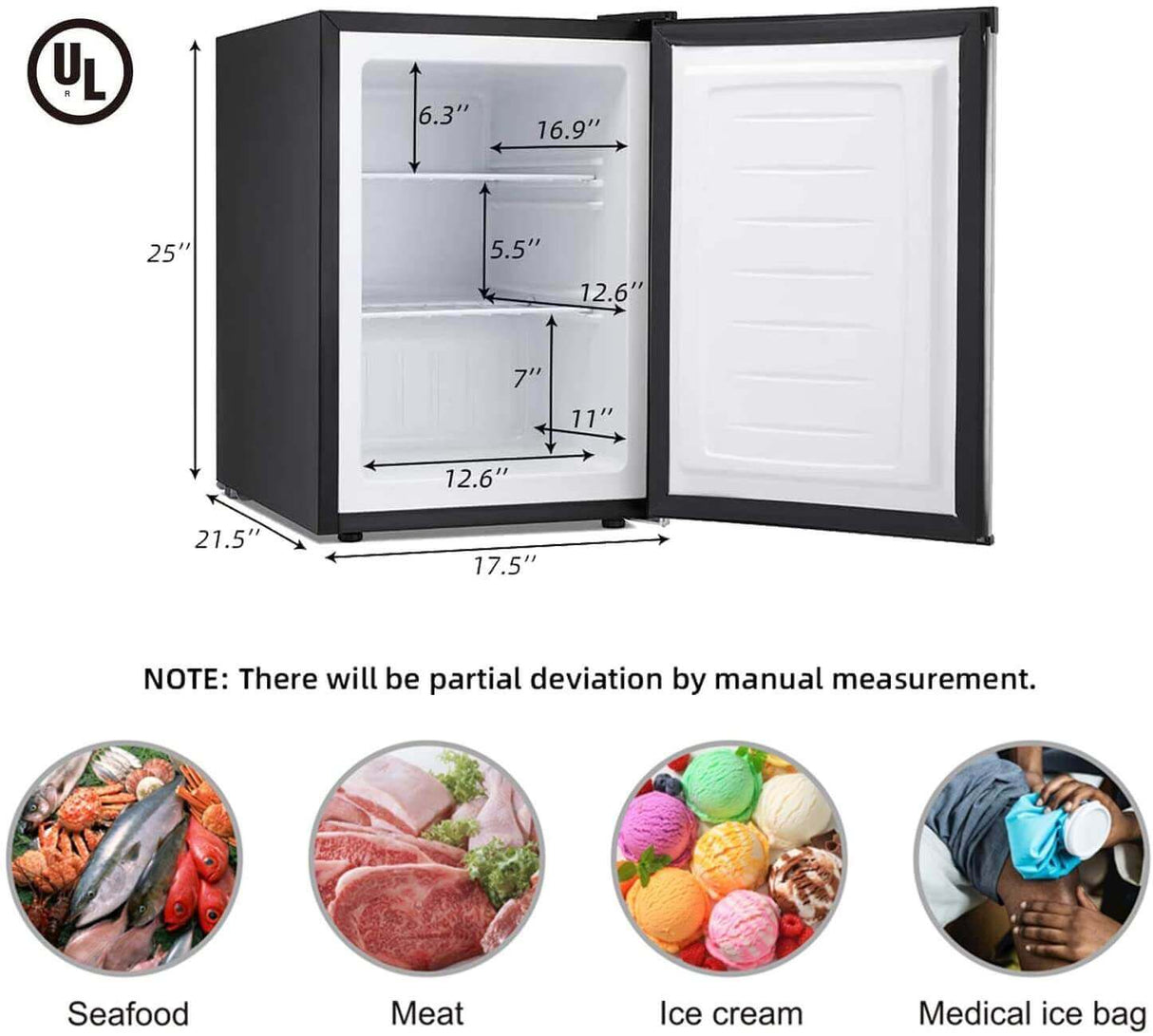 Antarctic Star Compact Chest Upright Freezer Single Door Reversible Stainless Steel Door