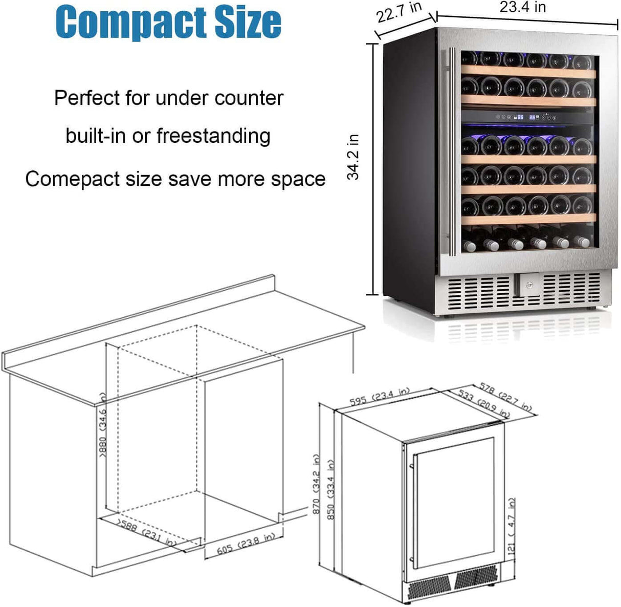 Antarctic Star 24" Wine Cooler Beverage Refrigerator Beer Digital Temperature Memory Glass Door