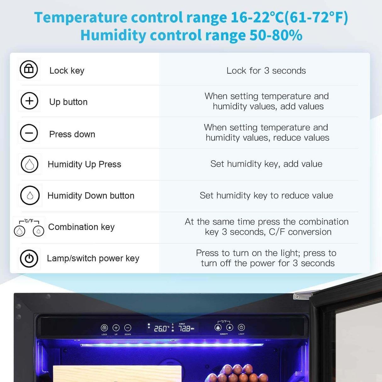 Antarctic Star Electronic Cigar Cooler Humidor, 24'' Buit-in Glass Door Cigar Cabinet