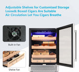 Antarctic Star Electronic Cigar Cooler Humidor, 24'' Buit-in Glass Door Cigar Cabinet