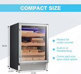 Antarctic Star Electronic Cigar Cooler Humidor, 24'' Buit-in Glass Door Cigar Cabinet