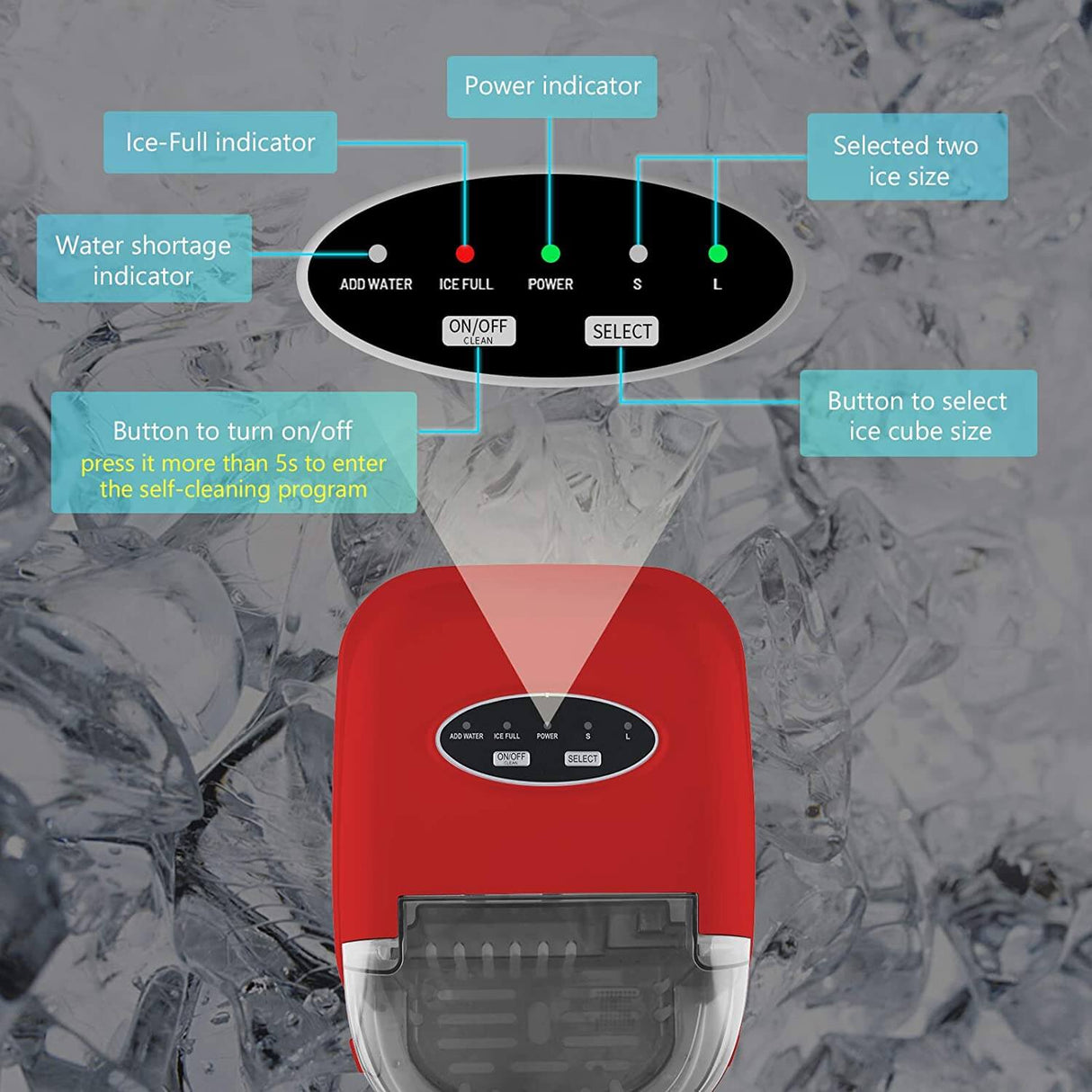 Antarctic Star Ice Maker Machine Countertop,Portable Automatic 9 Ice CubesSelf-Clean