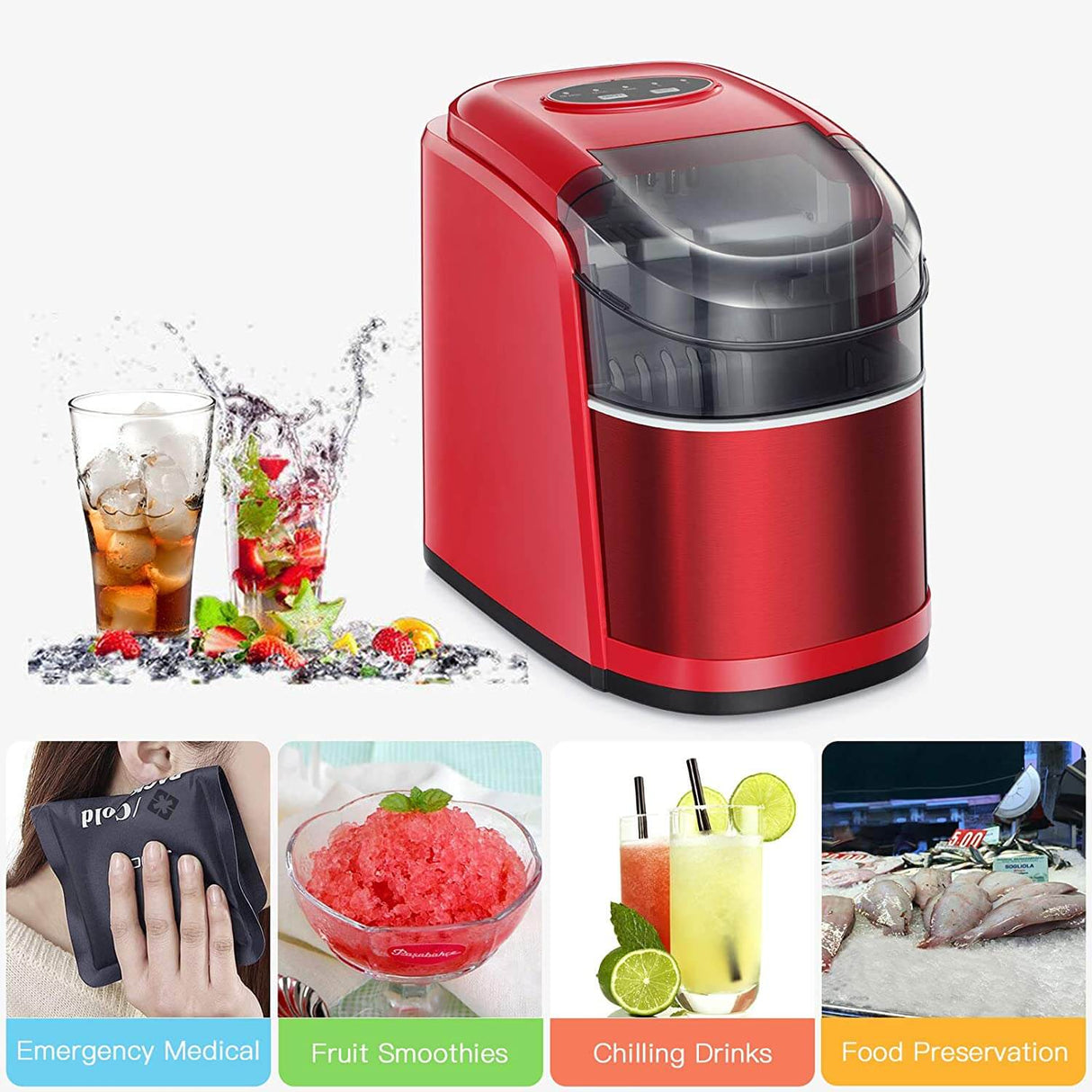 Antarctic Star Ice Maker Machine Countertop,Portable Automatic 9 Ice CubesSelf-Clean