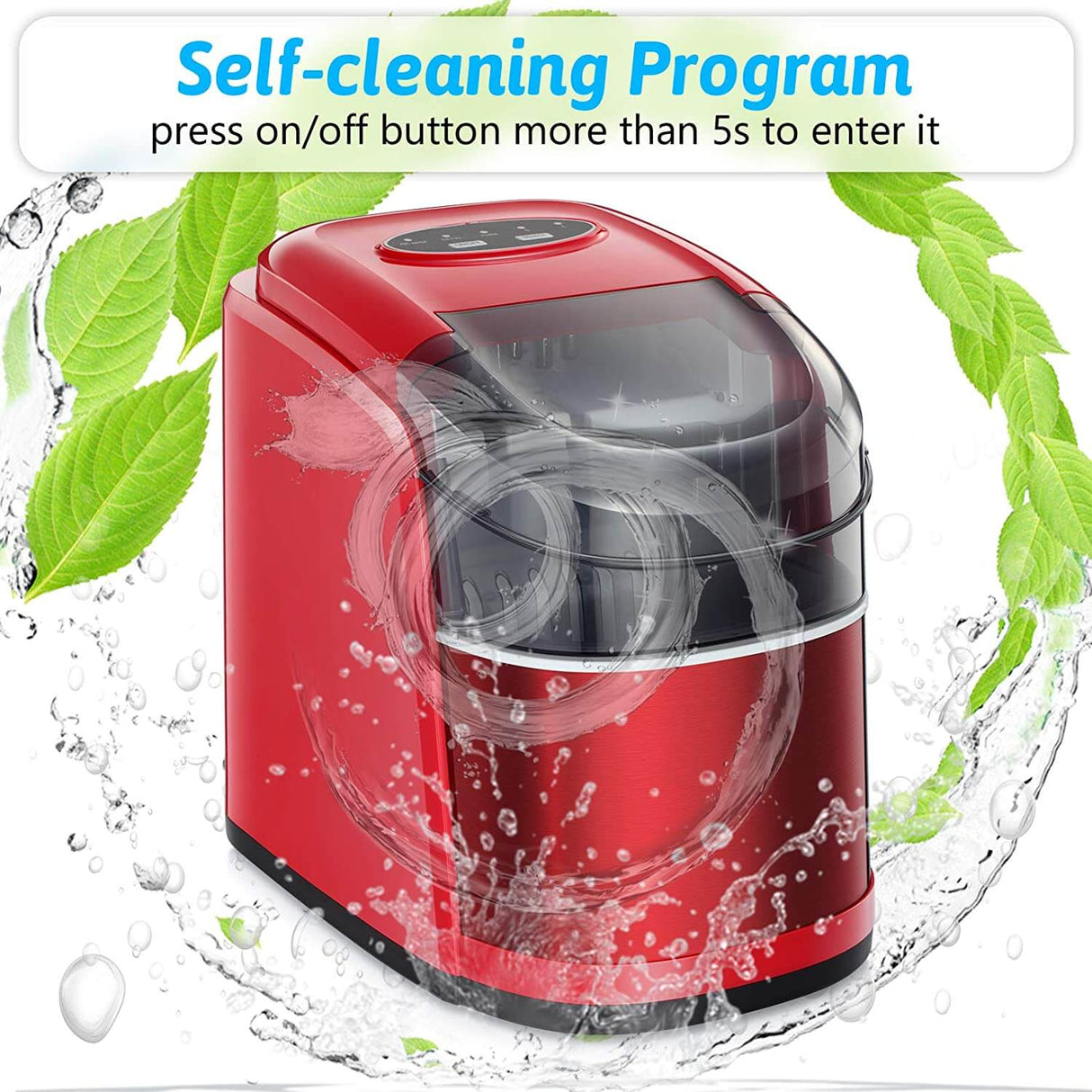 Antarctic Star Ice Maker Machine Countertop,Portable Automatic 9 Ice CubesSelf-Clean