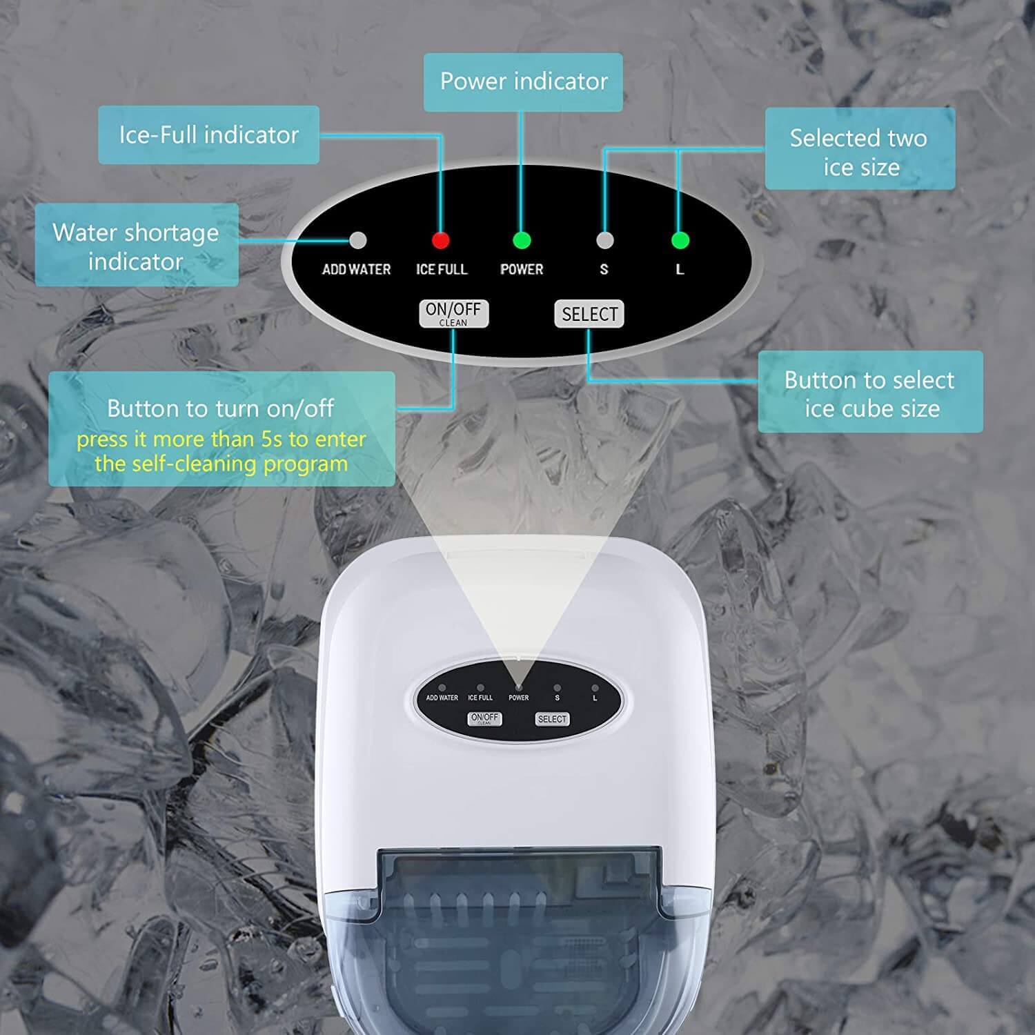 Antarctic Star Ice Maker Machine Countertop,Portable Automatic 9