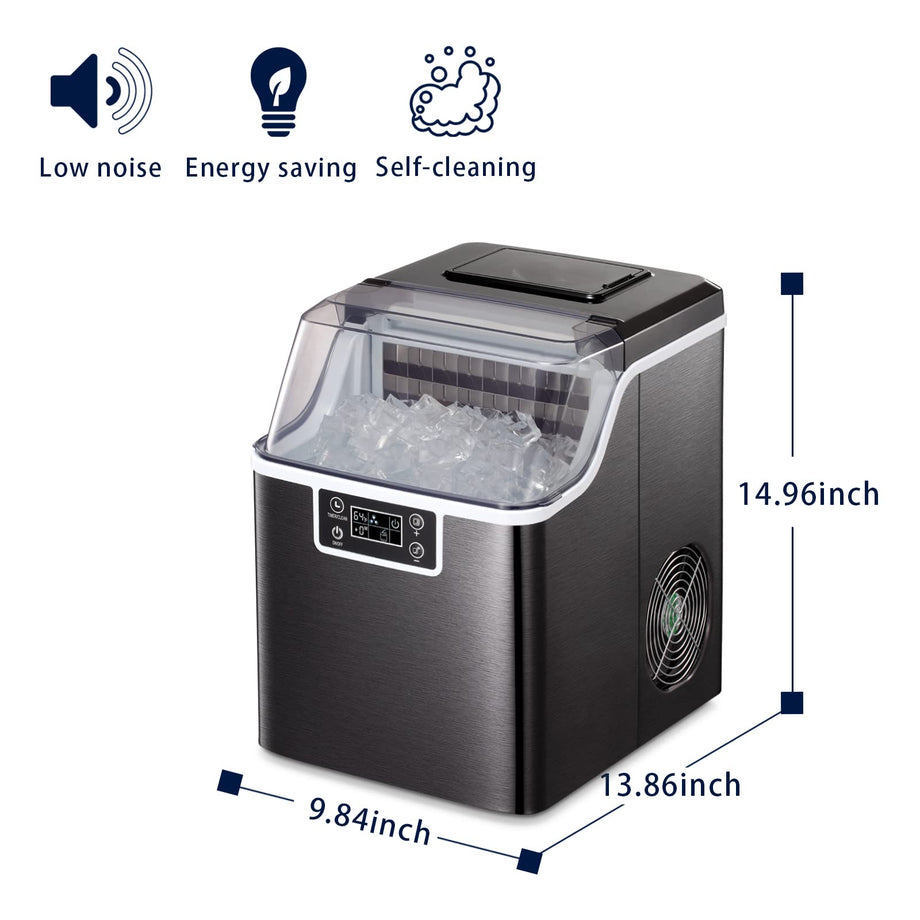 Portable Ice Maker with Self Cleaning - 44Lbs/24H, Black