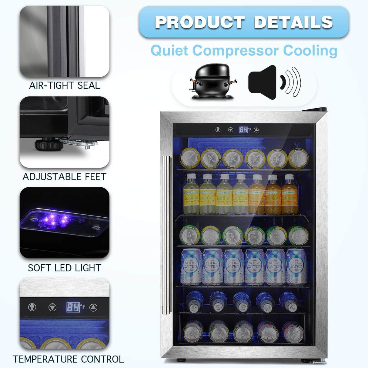 Antarctic Star Beverage Refigerator -145 Can Mini Fridge for Soda Beer or Wine,Small Drink Dispenser