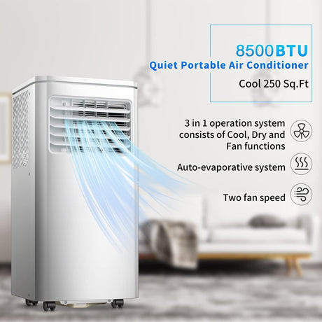 Atarctic - Star 8000BTU Portable Air Conditioner Built - in Dehumidifier Function,White - ANTARCTIC - STAR