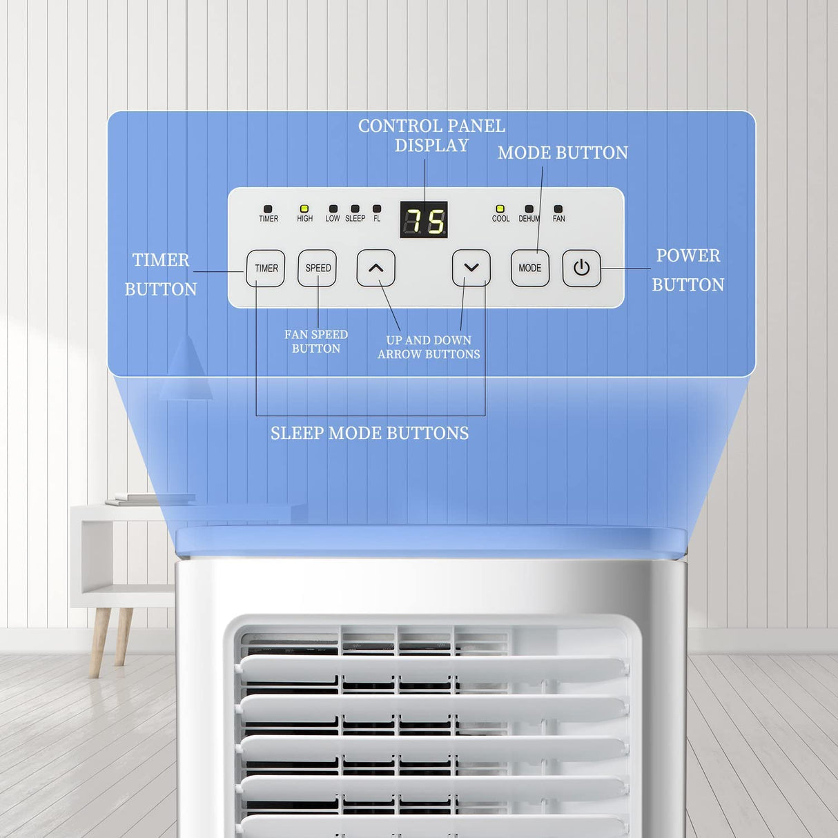Atarctic - Star 8000BTU Portable Air Conditioner Built - in Dehumidifier Function,White - ANTARCTIC - STAR