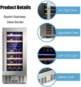 ChillEdge 28_Antarctic Star 15" Wine Cooler Beverage Refrigerator Digital Temperature - ANTARCTIC - STAR