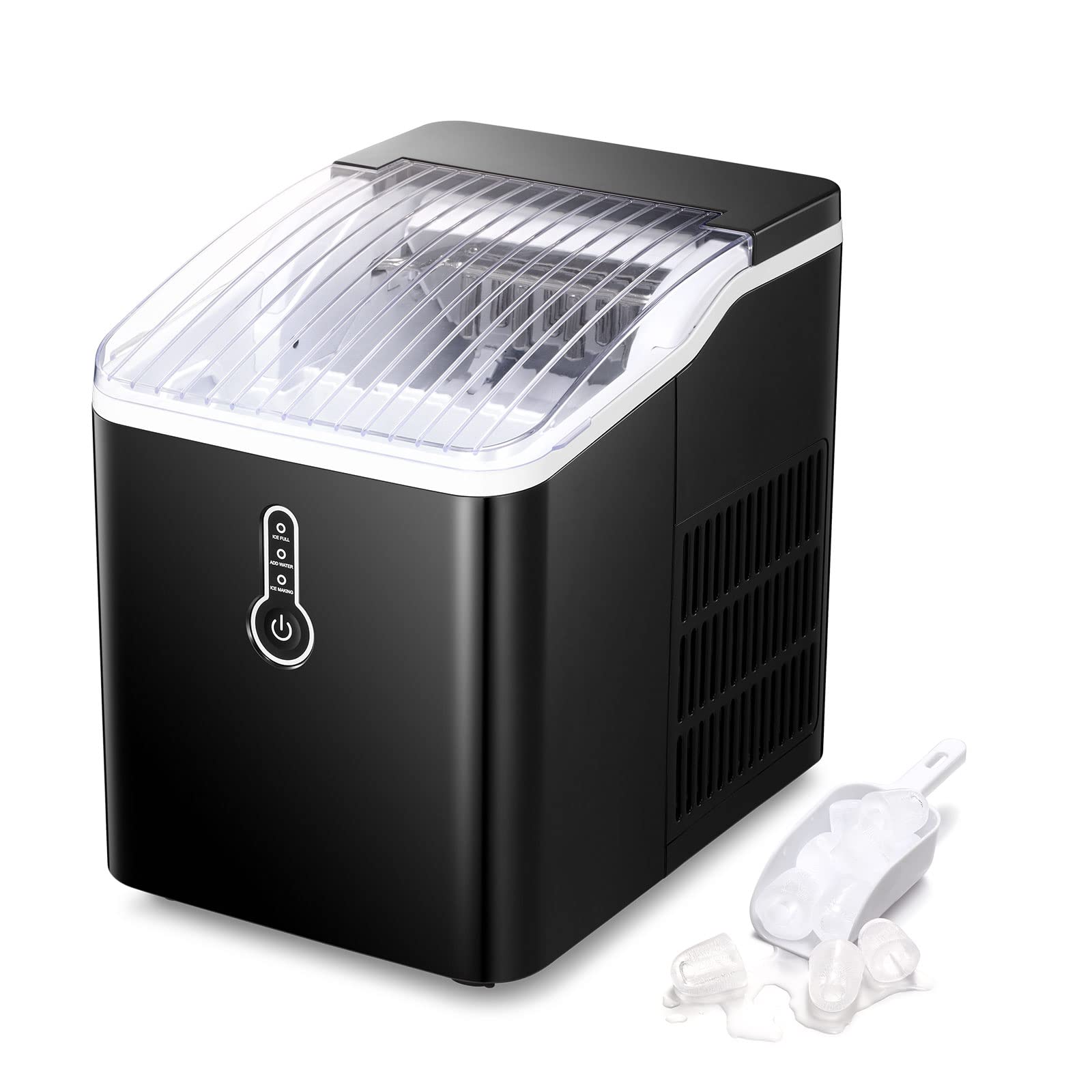 26 lbs./day Countertop Portable Ice Cube Maker in Red