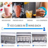 Antarctic Star Portable Ice Maker Machine for Countertop, Automatic 26 lbs in 24 Hours 9 pcs in 8 mins with Ice Shovel and Ice Basket Bullet Ice