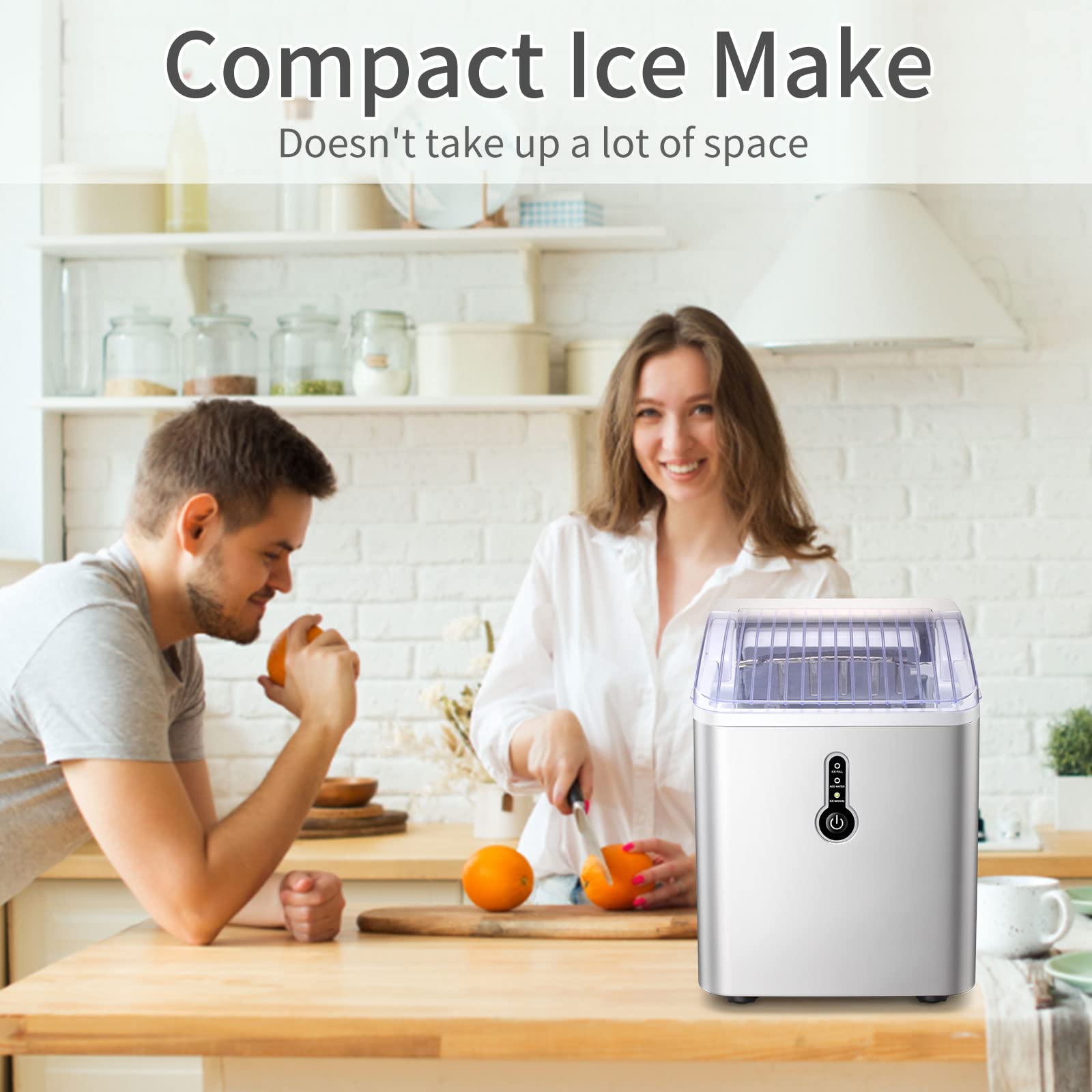  Antarctic Star Countertop Ice Maker Portable Ice Machine,  Basket Handle,Self-Cleaning Ice Makers, 26Lbs/24H, 9 Ice Cubes Ready in 6  Mins, S/L ice, for Home Kitchen Bar Party (Black) : Appliances