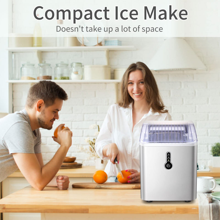 Frigidaire EFIC206-Silver Compact Ice Maker, 26 lb per Day, Silver