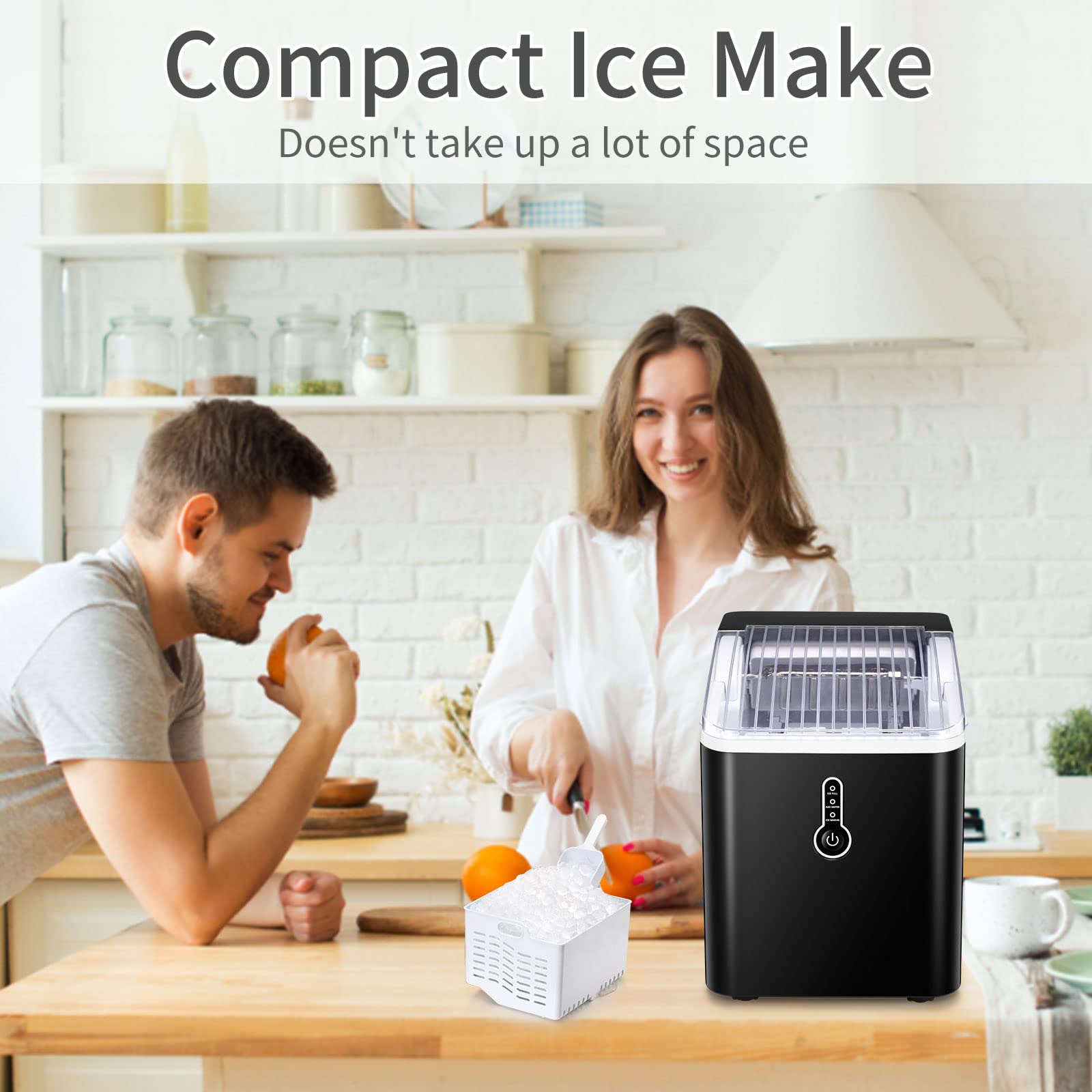 Antarctic Star Black Ice Maker Mini Ice Maker 26lbs every hour, Portable Ice  Cube Maker