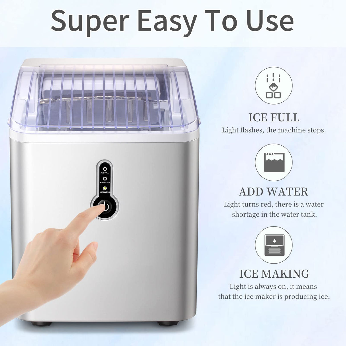 Antarctic Star Portable Ice Maker Machine for Countertop, Automatic 26 lbs in 24 Hours 9 pcs in 8 mins with Ice Shovel and Ice Basket Bullet Ice